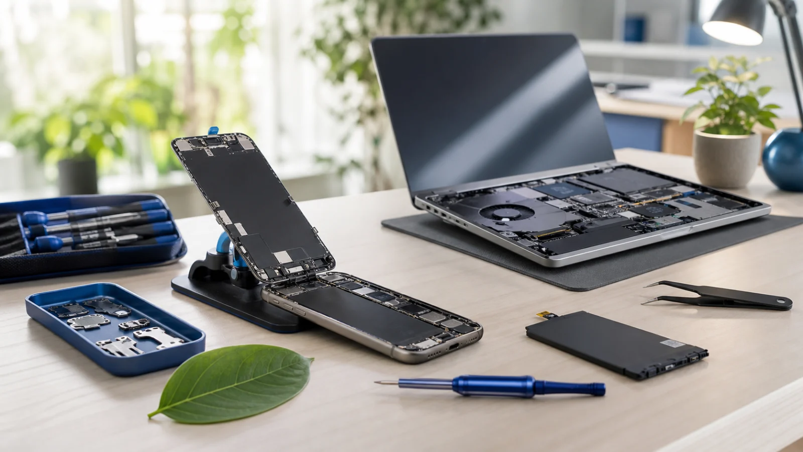 Professionelle Smartphone- und Laptop-Reparatur mit neuem Akku als nachhaltige Alternative zum Neukauf