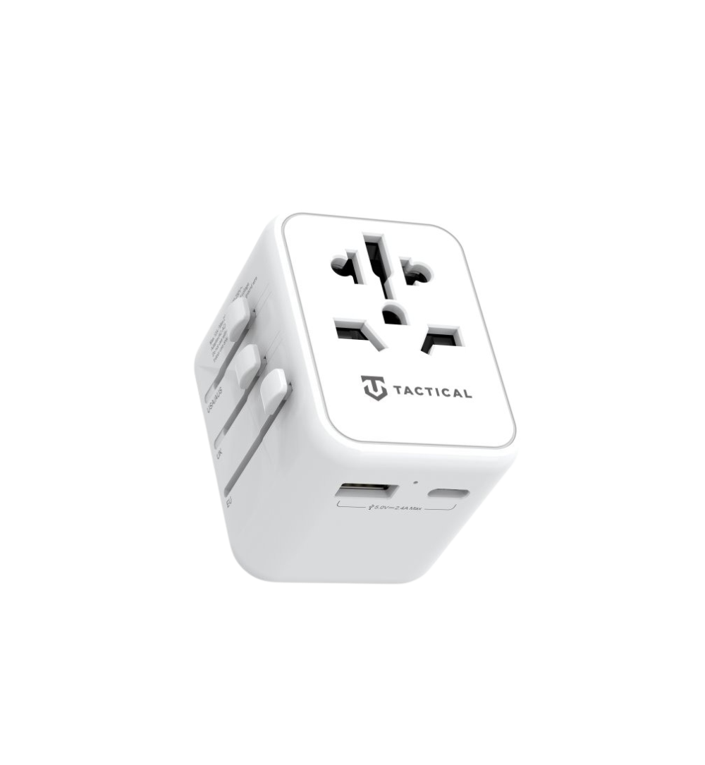 Reiseadapter mit USB-C und USB-A – PTP Travel Adapter, Weiß